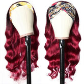 Burgundy Headband Body Wave Human Hair Wig 
