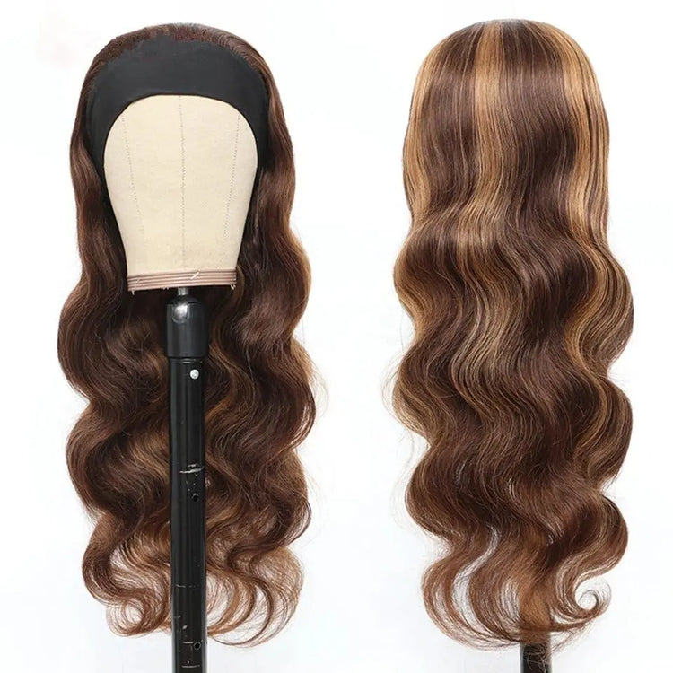 Piano Highlight Headband Body Wave Glueless Human Hair Wigs Virgin Hai Cerise Alfie