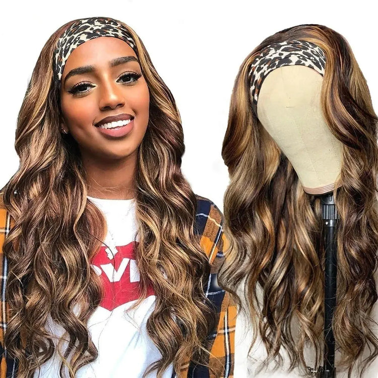 Piano Highlight Headband Body Wave Glueless Human Hair Wigs Virgin Hai Cerise Alfie