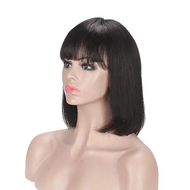 Straight Bob Human Hair Wigs with Bangs for Black Women Brazilian Full Cerise Alfie