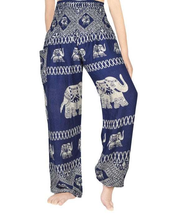 Blue ELEPHANT Pants Women Boho Pants Hippie Pants Yoga Tan Smokey