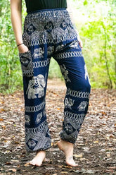 Blue ELEPHANT Pants Women Boho Pants Hippie Pants Yoga Tan Smokey