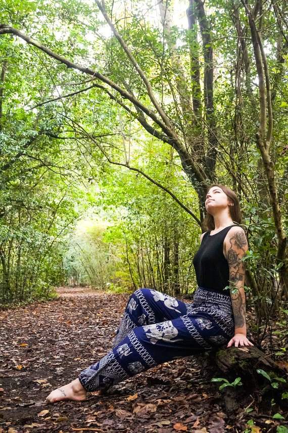 Blue ELEPHANT Pants Women Boho Pants Hippie Pants Yoga Tan Smokey