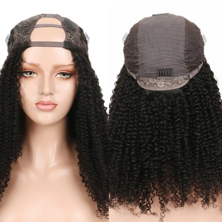 U Part Wig Kinky Curly Human Hair Wigs For Black Women Brazilian Remy Cerise Alfie