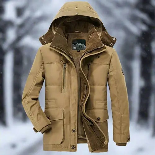 Mens Hooded Winter Parka Coat with Inner Fleece Yellow Pandora