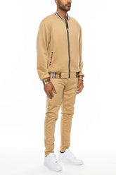 Checkered Detail Track Jacket Set Lime Milo