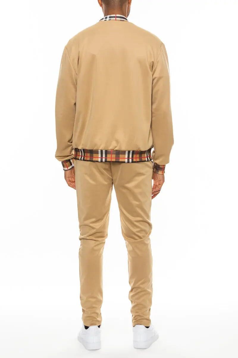Checkered Detail Track Jacket Set Lime Milo