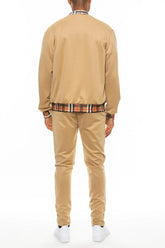 Checkered Detail Track Jacket Set Lime Milo