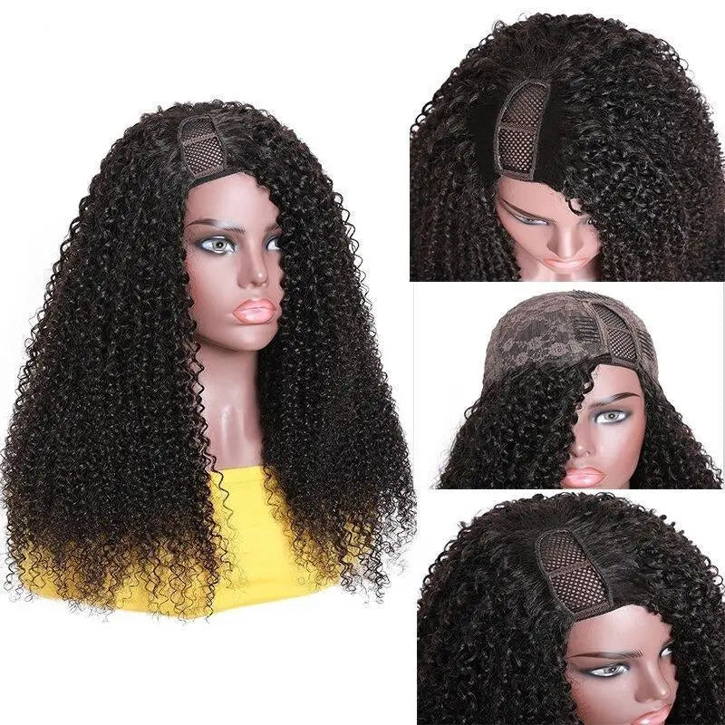 U Part Wig Kinky Curly Human Hair Wigs For Black Women Brazilian Remy Cerise Alfie