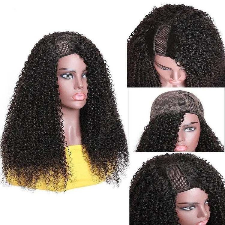 U Part Wig Kinky Curly Human Hair Wigs For Black Women Brazilian Remy Cerise Alfie