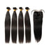 BeuMax 10A Grade 3/4 Straight Hair Bundles with 4x4 Closure Brazilian Cerise Alfie