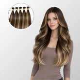 Caramel Blonde Balayage (1A/1A+3Q+9C) I-Tip Hair Extensions (50g-100g) Ivory Blackhaw