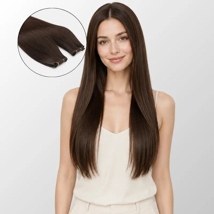 Chocolate Brown (2Q) Genius Weft Hair Extensions (50g - 100g) Ivory Blackhaw