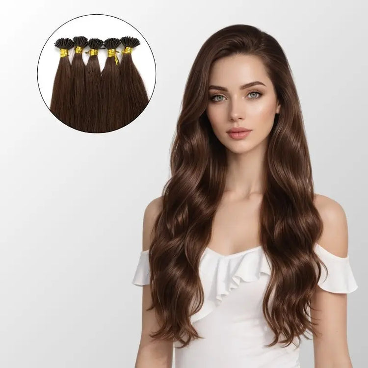 Dark Brown (2) I-Tip Hair Extensions (50g-100g) Ivory Blackhaw