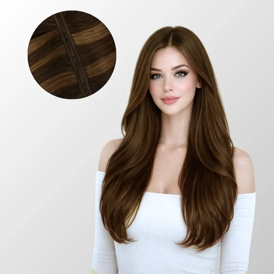 Dark Brown Balayage (2/2+6) Butterfly Weft Hair Extensions (100g-150g) Ivory Blackhaw