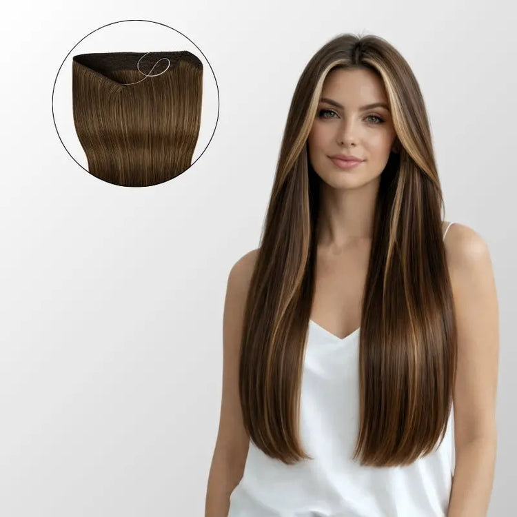 Dark Brown Balayage (2/2+6) Halo Hair Extensions (75g-120g) Ivory Blackhaw