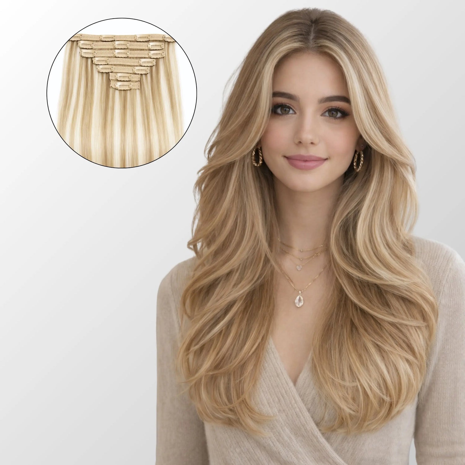 Dirty Blonde Highlights (5Q+22) Classic Clip-In Hair Extensions Ivory Blackhaw