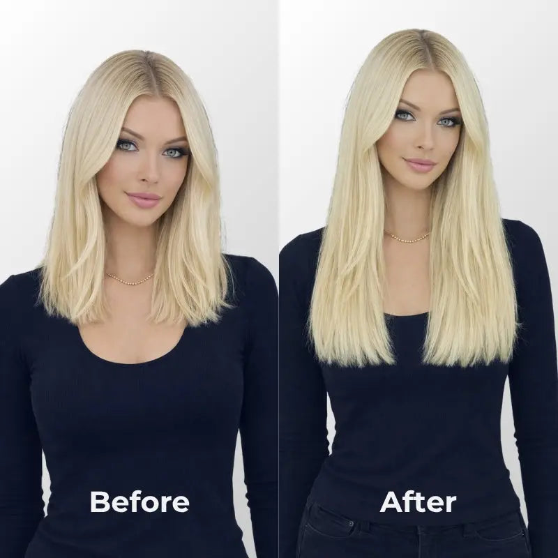 Light Blonde Highlights (9C+60C) Full Clip-In Hair Extensions Ivory Blackhaw