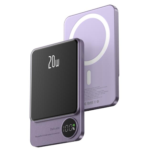 Magnetic Power Bank Wireless External Auxiliary Battery Pack Taupe Gaia