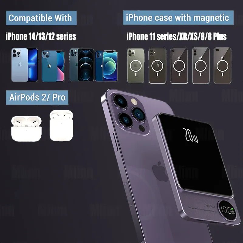 Magnetic Power Bank Wireless External Auxiliary Battery Pack Taupe Gaia