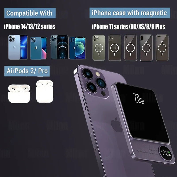 Magnetic Power Bank Wireless External Auxiliary Battery Pack Taupe Gaia