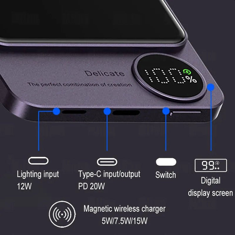 Magnetic Power Bank Wireless External Auxiliary Battery Pack Taupe Gaia