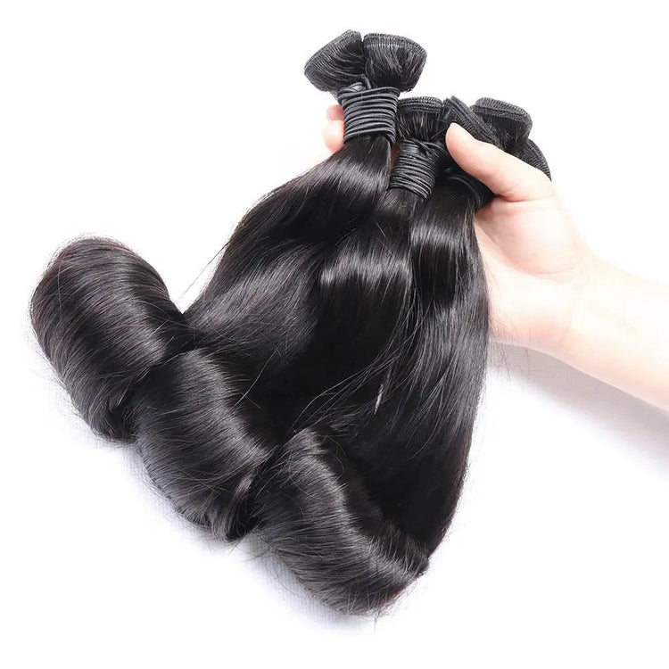 10A Grade Brazilian Egg Curl Fumi Human Hair Bundles With 4x4 Closure Cerise Alfie