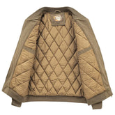 Mens Round Collar Winter Zipped Up Elbow Patch Jacket Yellow Pandora