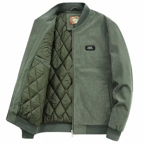 Mens Round Collar Winter Zipped Up Elbow Patch Jacket Yellow Pandora
