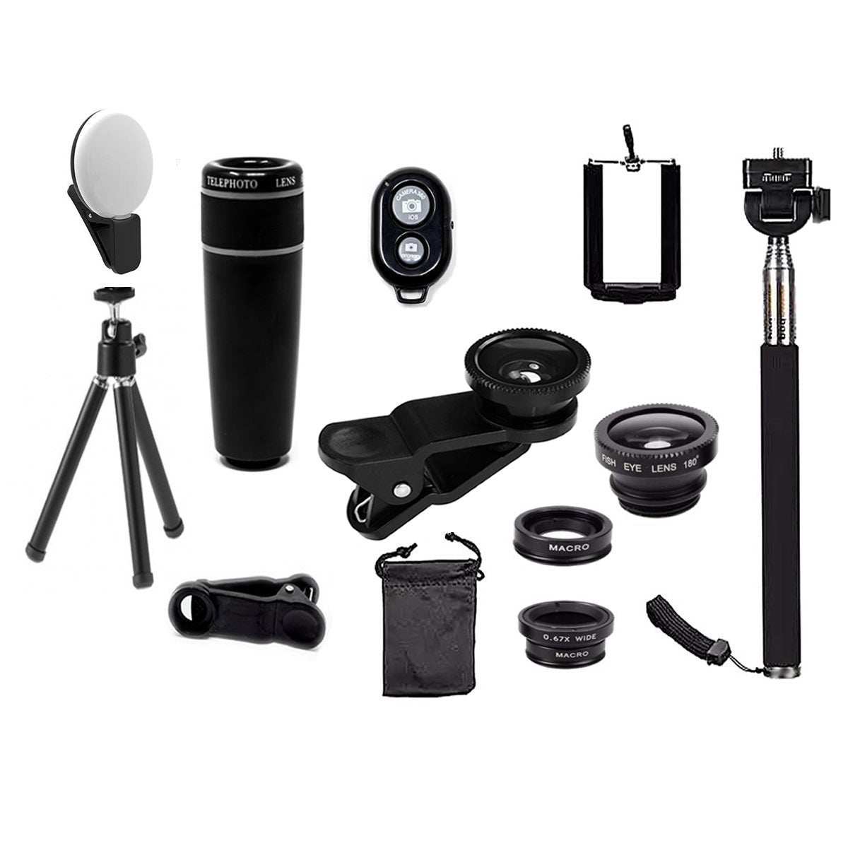 11 in 1 Smartphone Camera Lens Kit – Tech Accessories | Bluetooth Salmon Lucky