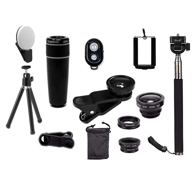 11 in 1 Smartphone Camera Lens Kit – Tech Accessories | Bluetooth Salmon Lucky