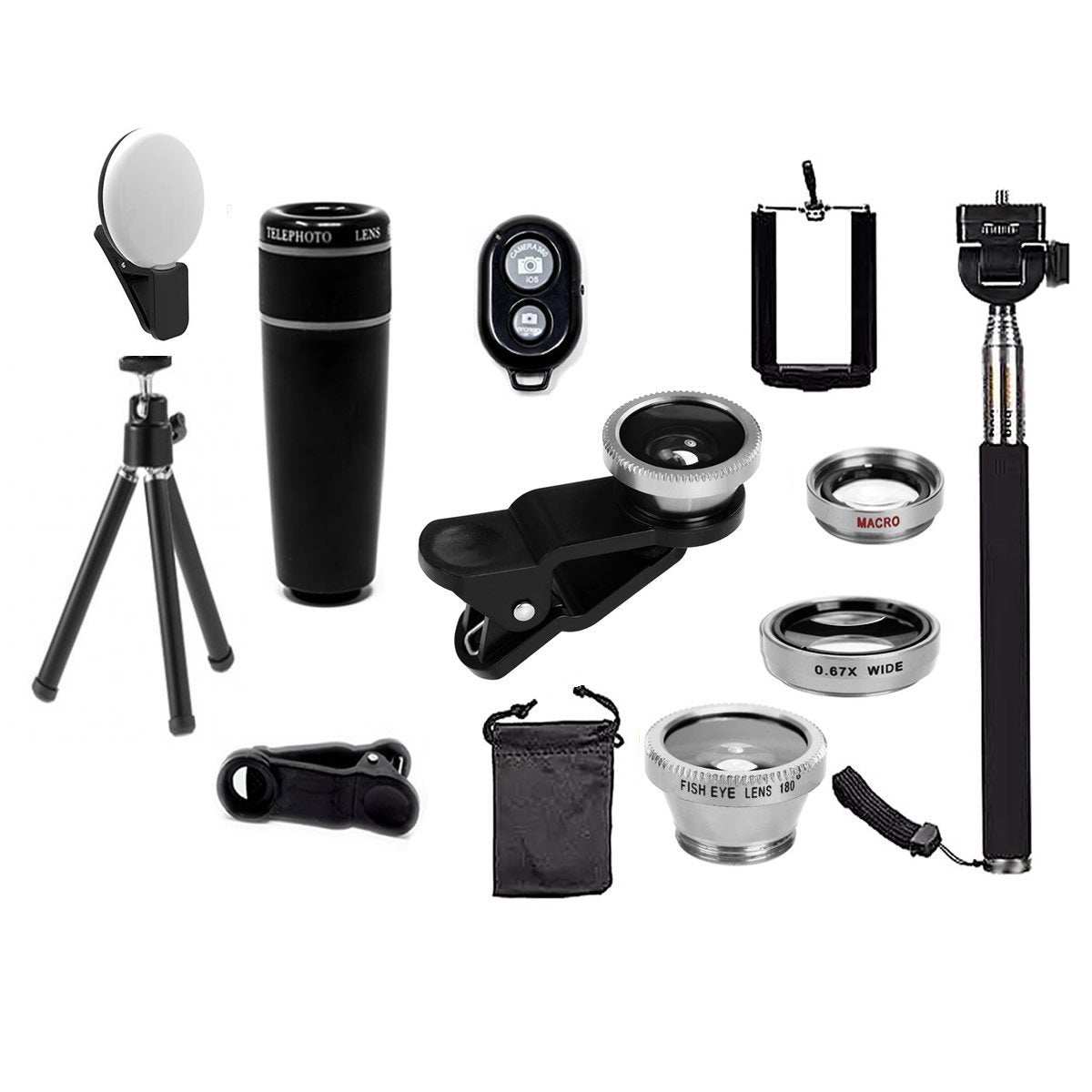 11 in 1 Smartphone Camera Lens Kit – Tech Accessories | Bluetooth Salmon Lucky