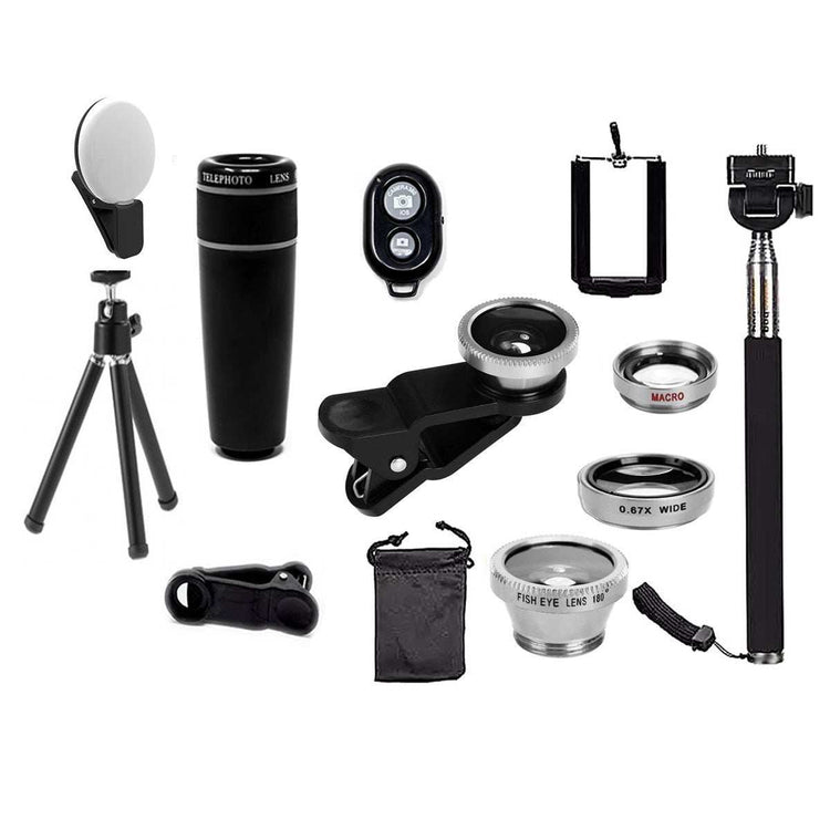 11 in 1 Smartphone Camera Lens Kit – Tech Accessories | Bluetooth Salmon Lucky