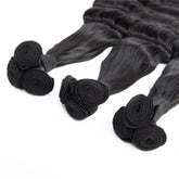 Brazilian 3/4 Fancy Deep Wavy Fumi Human Hair bundles with 4x4 Closure Cerise Alfie