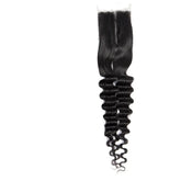 Brazilian 3/4 Fancy Deep Wavy Fumi Human Hair bundles with 4x4 Closure Cerise Alfie
