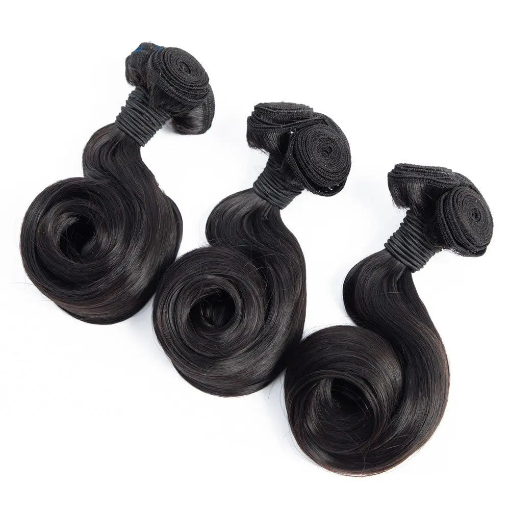 10A Grade Brazilian Egg Curl Fumi Human Hair Bundles With 4x4 Closure Cerise Alfie