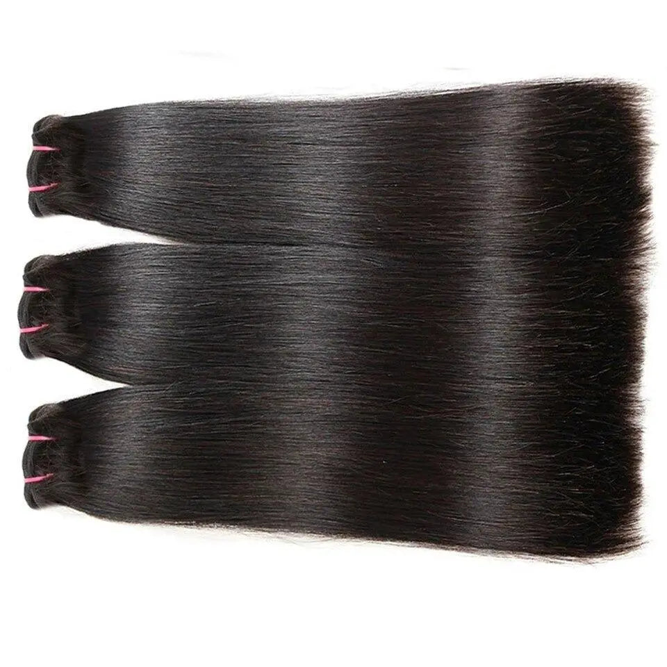 Super Double Drawn 12A Grade Straight Hair BUNDLES with CLOSURES & FRO Cerise Alfie