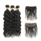 10A Grade 3/4 Water Wave Human Hair bundles with  4x4 Closures & 13x4 Cerise Alfie