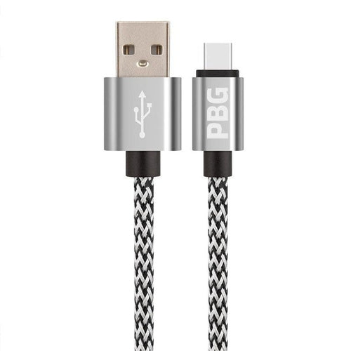 PBG 10FT Nylon Woven Zebra Pattern Fast Charging Cable for iPhone and Fuchsia Electra