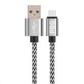 PBG 10FT Nylon Woven Zebra Pattern Fast Charging Cable for iPhone and Fuchsia Electra
