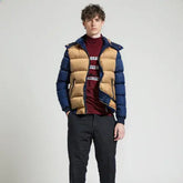 Mens Two Tone Puffer Jacket with Removable Hood Yellow Pandora
