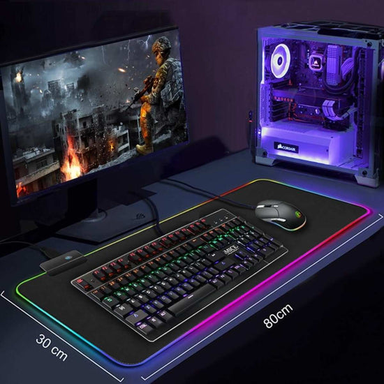 tapis de souris lumineux RGB grande taille avec éclairage LED multicolore pour gamers