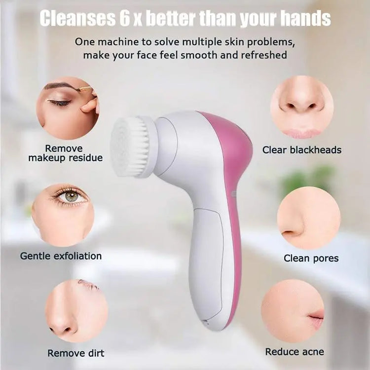 5 in 1 Face Massage Cleansing Brush Set Yellow Pandora