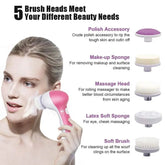 5 in 1 Face Massage Cleansing Brush Set Yellow Pandora