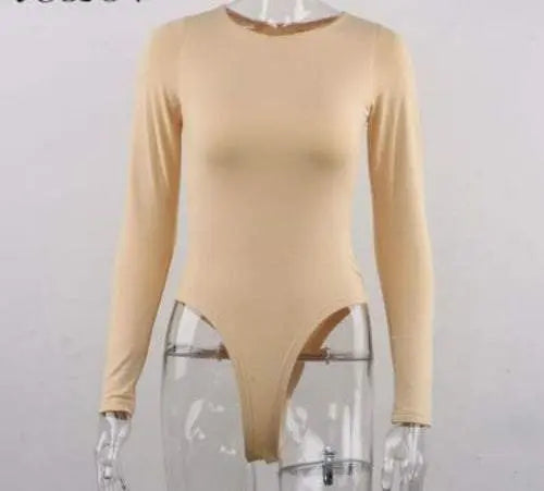 O Neck Long Sleeve Bodysuit Grey Beech