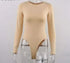 O Neck Long Sleeve Bodysuit Grey Beech