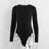 O Neck Long Sleeve Bodysuit Grey Beech