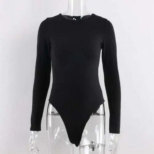 O Neck Long Sleeve Bodysuit Grey Beech