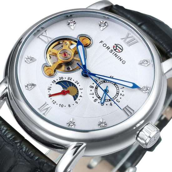 Montre tourbillon automatique en cuir de luxe pour hommes style casual
