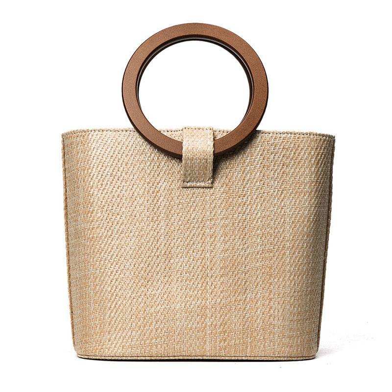Sac en paille tressé pour femmes, mode plage, sac à main à rayures patchwork en nylon et toile